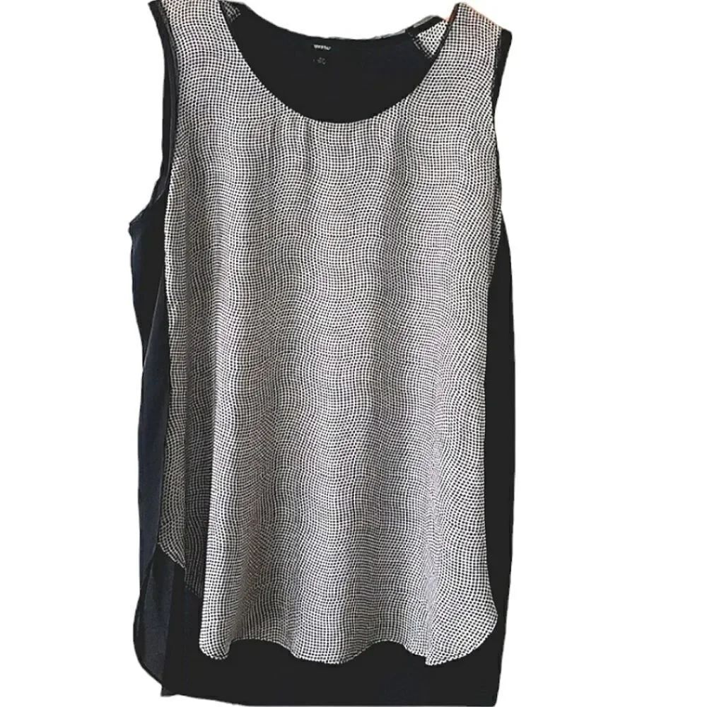 Mossimo Black & White Abstract Dot Hi Low Hem Tank Top size L